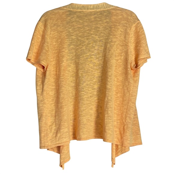 Eileen Fisher Linen Cotton Orange Textured Open Front Cardigan Sweater Large - Picture 2 of 7
